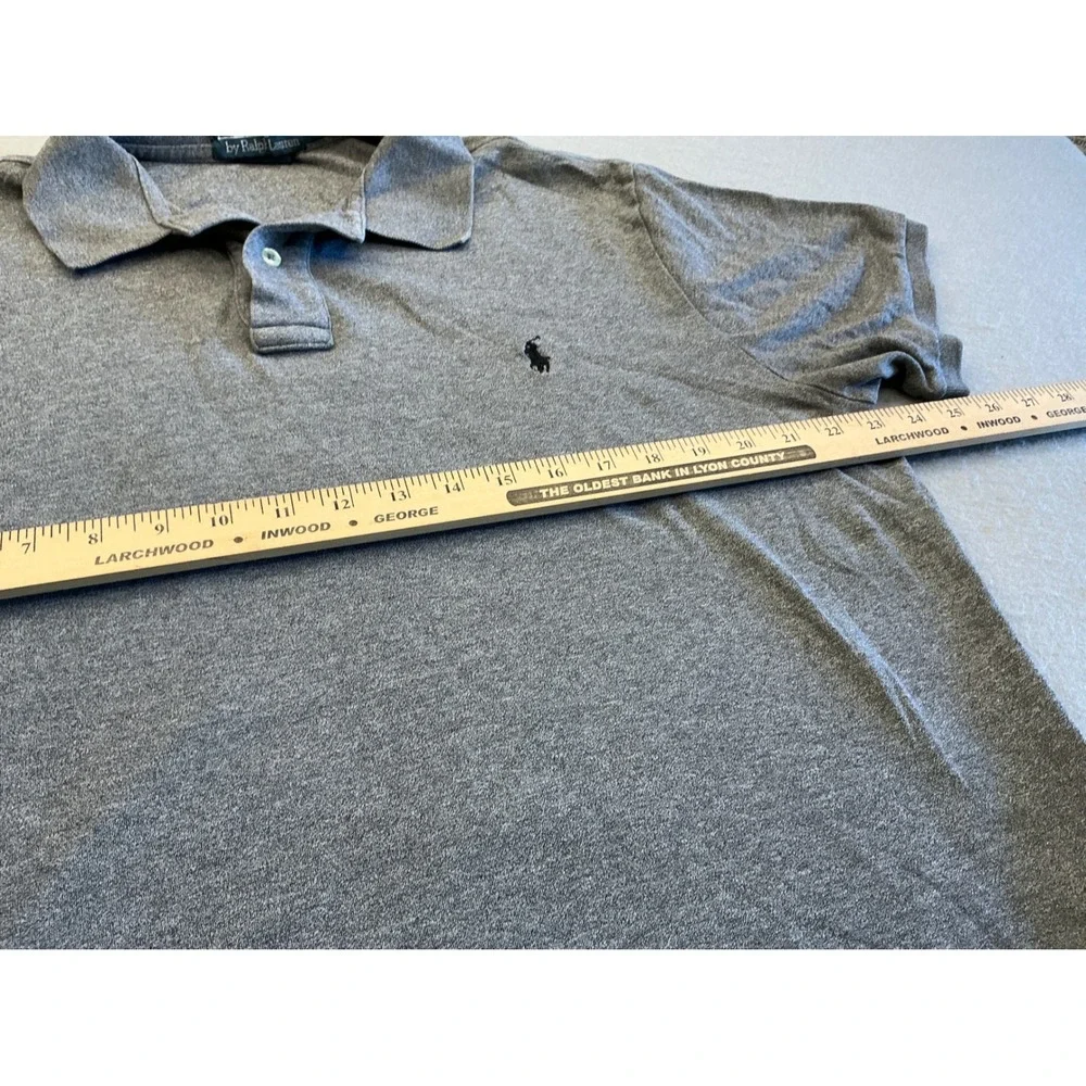 Polo Ralph Lauren Vintage Polo Shirt Gray Custom Fit Large Cotton Short Sleeve